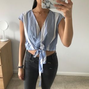 Zara striped wrap tie crop top Small